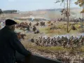 Widok na bitwę z obrazu "Panorama Racławicka", namalowanego przez Jana Styke i Wojciecha Kossaka.
