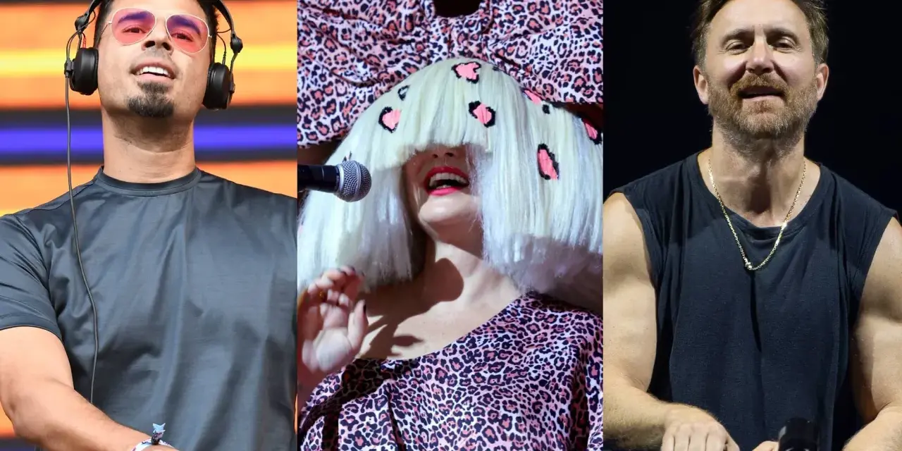 DJ Afrojack, Sia w panterce i David Guetta – sia beautiful people na scenie.