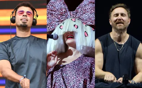 DJ Afrojack, Sia w panterce i David Guetta – sia beautiful people na scenie.