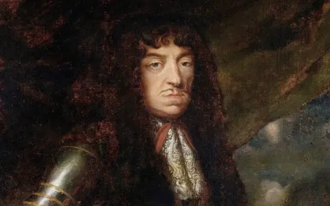 Portret króla Jana Kazimierza, który po abdykacji udał się do Francji. Widać jego charakterystyczną perukę i zbroję.