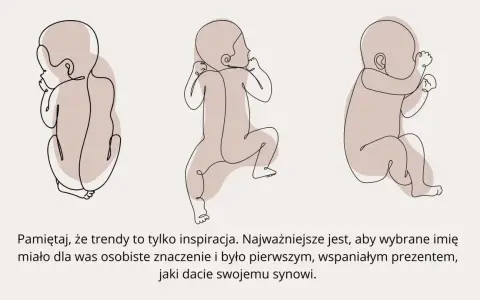 Trzy rysunki noworodków w stylu line art. Wybór imion na "R" dla syna to ważna decyzja.