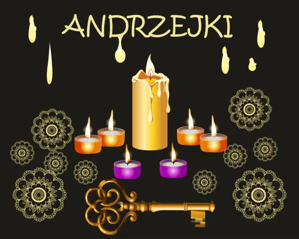 Andrzejki: płonące świece, klucz i mandale. Znaczenie imienia Andrzej to "męski", "odważny".