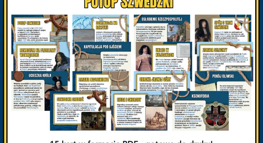 Potop szwedzki: przyczyny to ambicje Szwecji, osłabienie Rzeczypospolitej i spór o tron szwedzki.