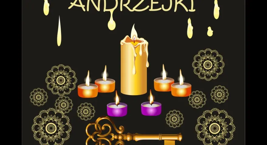 Andrzejki: płonące świece, klucz i mandale. Znaczenie imienia Andrzej to "męski", "odważny".