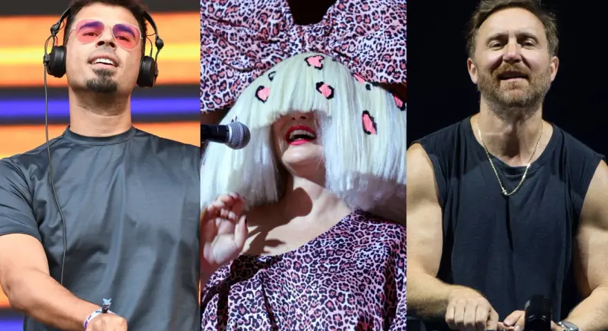 DJ Afrojack, Sia w panterce i David Guetta – sia beautiful people na scenie.