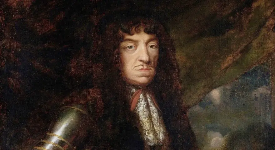 Portret króla Jana Kazimierza, który po abdykacji udał się do Francji. Widać jego charakterystyczną perukę i zbroję.